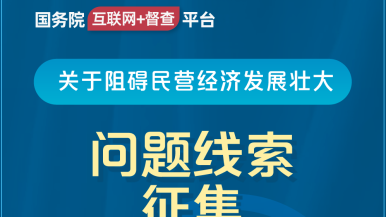 在线观看大鸡巴操美女国务院“互联网+督查”平台公开征集阻碍民营经济发展壮大问题线索